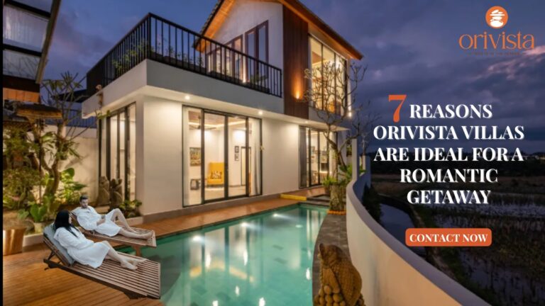 Romantic Orivista Villa with private pool, perfect for couples' getaway in Bali at sunset